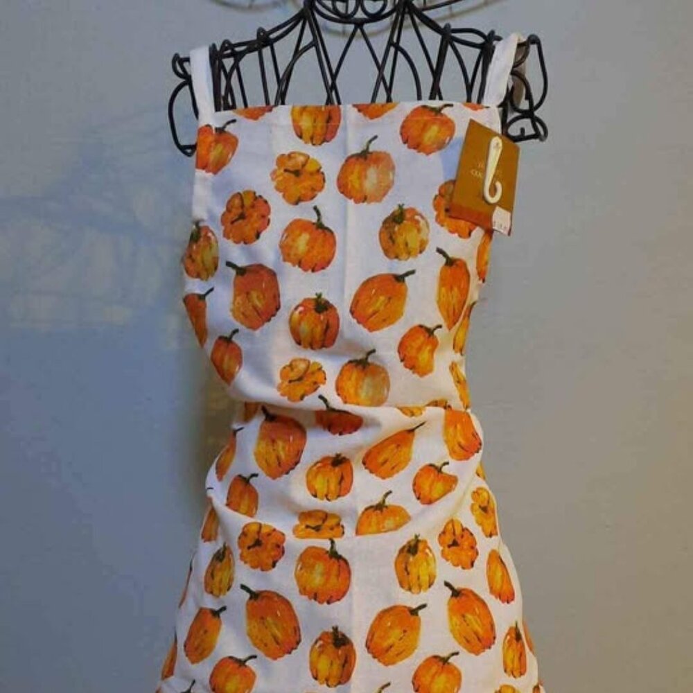 Pumpkin Apron Pumpkins Pattern Printed Design Cotton Washable Fall Harvest NWT